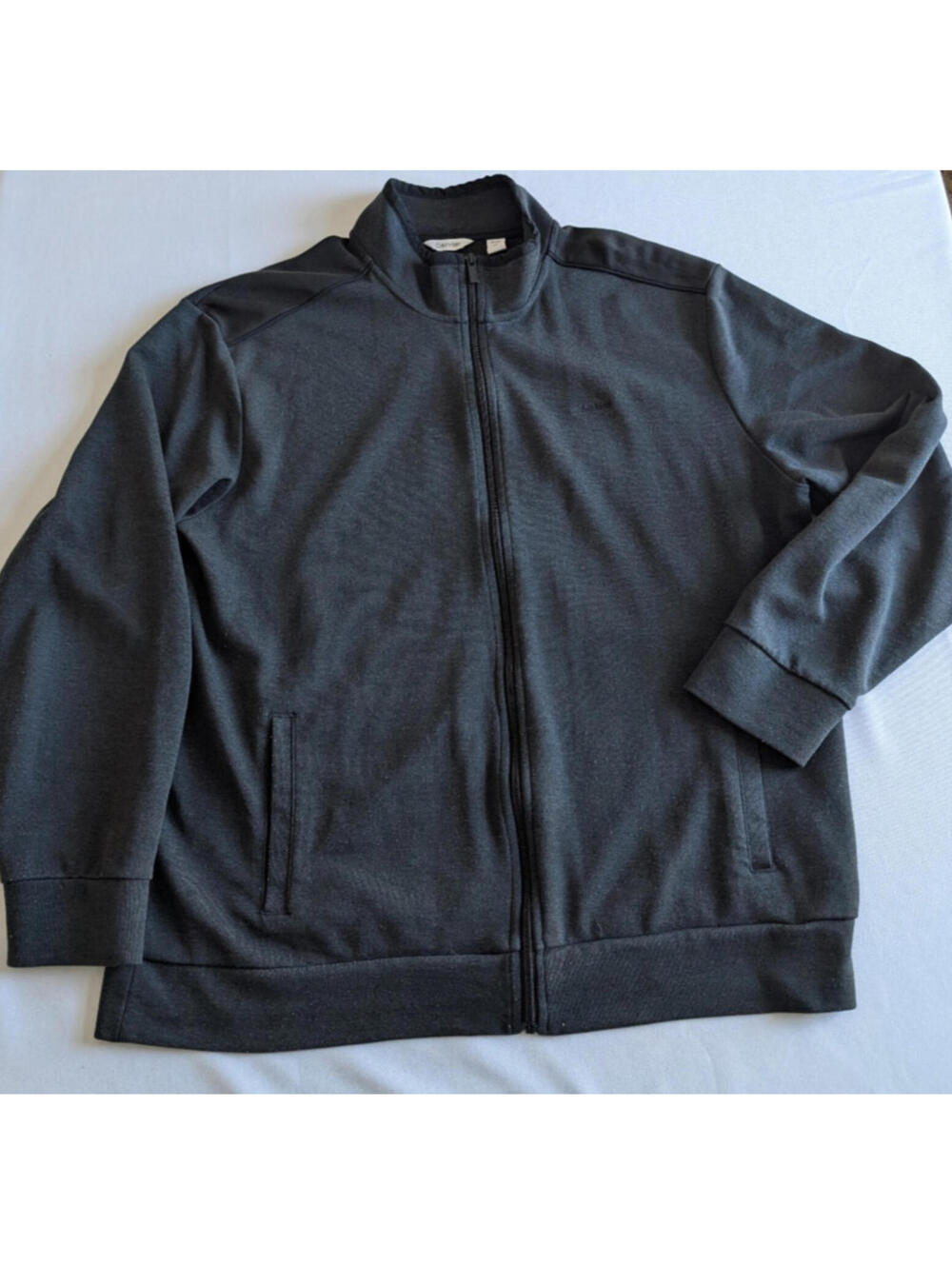 Calvin Klein Men's Full Zip Casual Jacket Long Sleeve Medium Grey, XXL